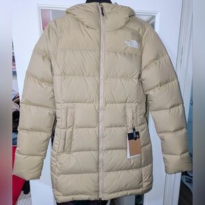 The North Face Beige Hooded Puffer Coat